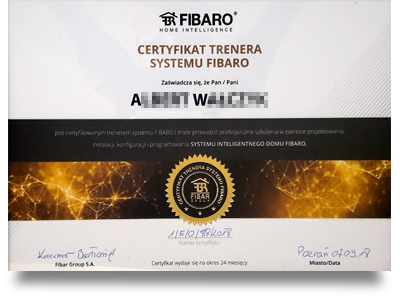 FIBARO trainer certificate